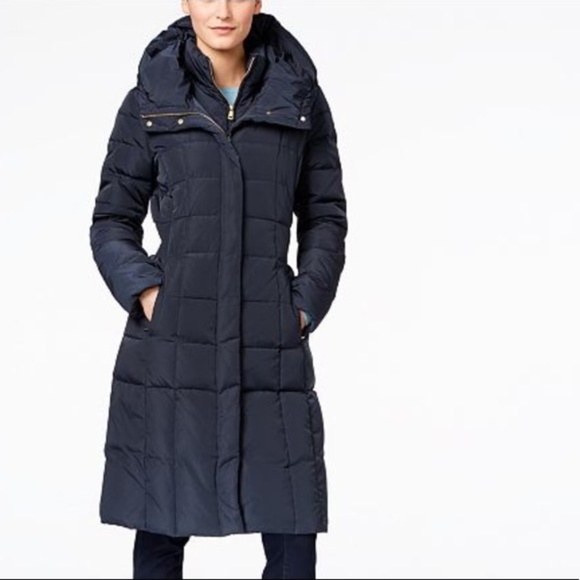 Cole Haan Navy Blue Down Quilted Puffer Coat M